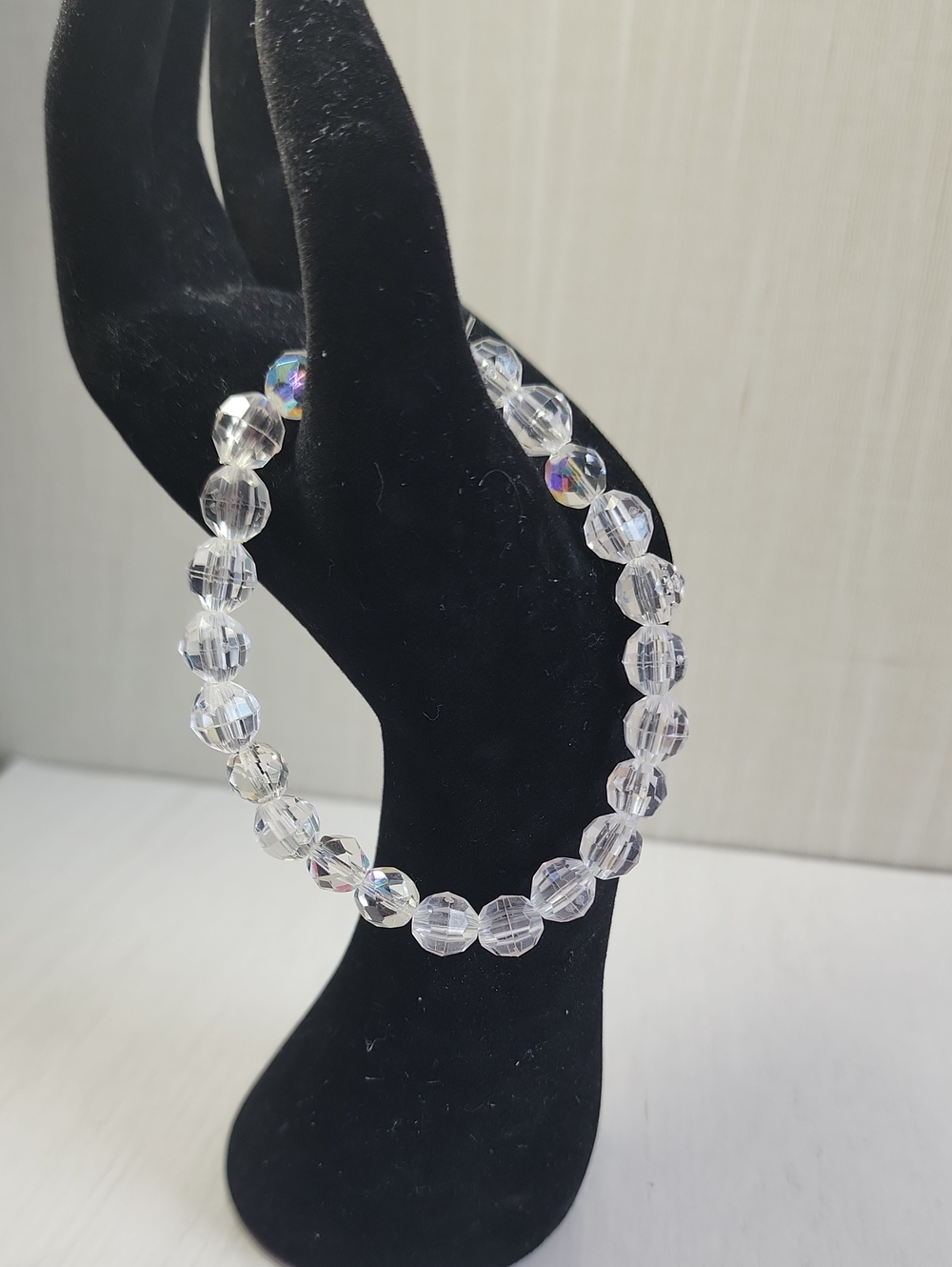 Clear Crystal Beaded Bracelet - hamdmade by me